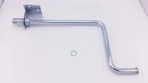 Gasrohr für Heizungsanlagen, geeignet für Remeha-Produkte. Es hat eine gewinkelte Form mit einer Montageplatte und einer Dichtung.